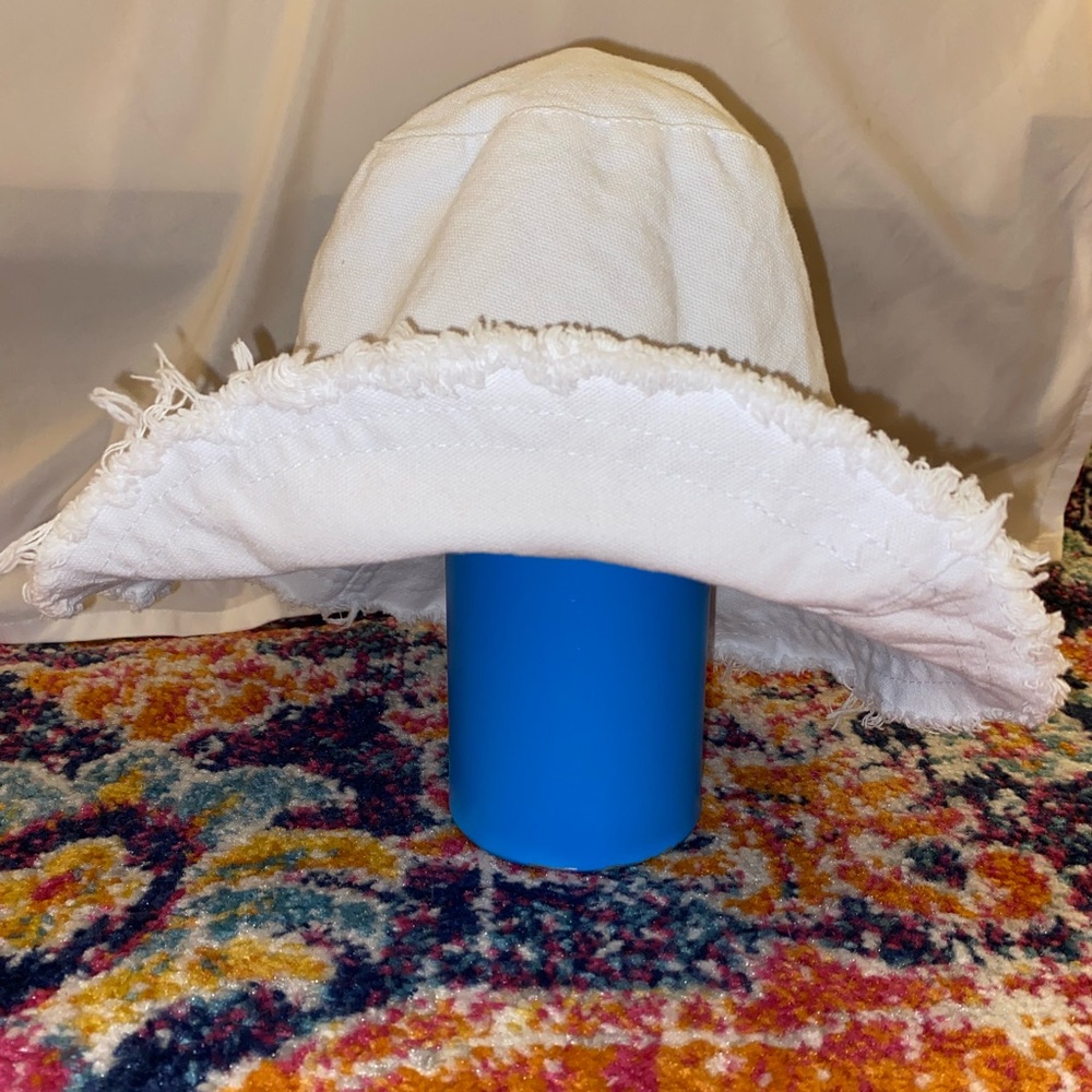 white bucket hat